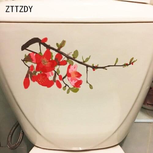 ZTTZDY 24.7*12CM Hand-Painted Plum Creative Toilet Sticker Bedroom Wall Decor Decals T2-0478