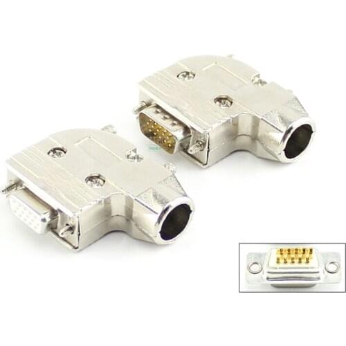 1Pcs VGA Female Head Welding Head Projection DB15 3 Rows 15 Hole Male 90 Degree Right Angle Bend Outlet