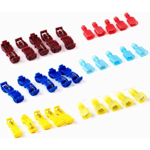 10/30/90Pcs Red/Blue/Yellow Scotch Lock Quick Splice Terminals Combo 22-10 AWG T-Tap/Male Insulated Wire Connectors