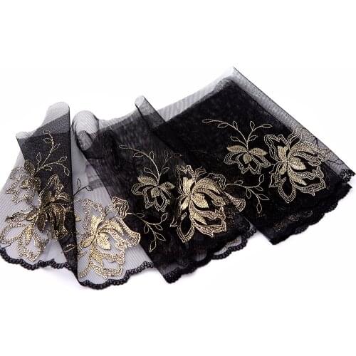 2 Yards Gold Lace Trim Embroidered Flowers Lace Fabric 7.09 Inches WideDIY Craft&Sewing Dress Clothing Accessories High Quality