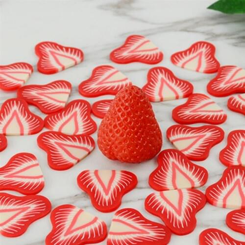 20PCS Artificial Fruit Simulated Strawberry Slice Fake Fruit Fake Food Prop