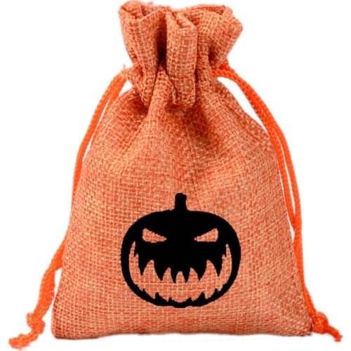 50pcs/lot Wholesale 10x14cm Pumpkin Drawstring Bags Childrens Festival Candy Gift Bag Orange Storage Bags For Halloween Party