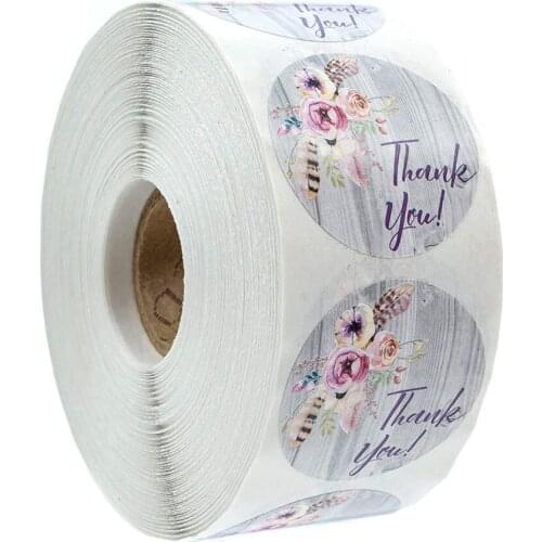 100-500pcs Floral Thank You Sticker Seal Labels 1 Inch Adhesive Labels For Kids Boy Girls Notebook Envelope Teacher Sticker