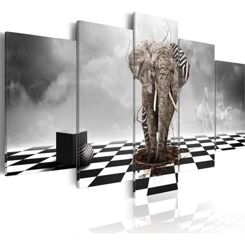 5D DIY Embroidery Diamond Picture Elephant Home Decor 5 Piece Painting Animal Full Round Drill Handmade Cross Stitch Wall art