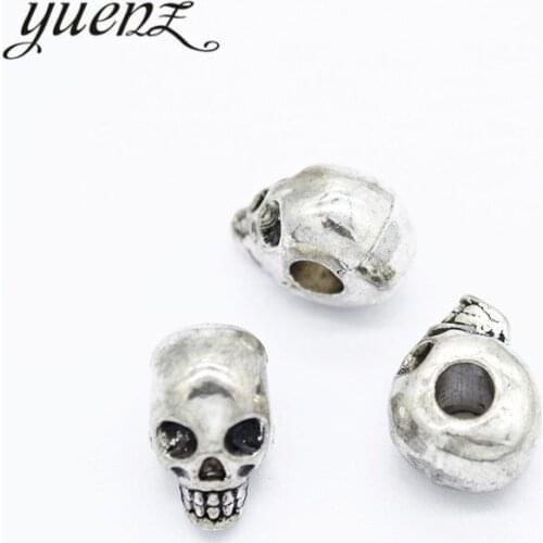 YuenZ 8pcs European Beads Big Hole Halloween skull Beads Tibetan Silver Spacer Beads Plated For Charm Bracelets Making DIY R201