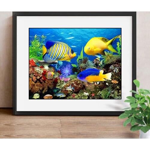 Diamond Embroidery Animals 5D DIY Diamond Painting Fish Colorful Full Square Picture Of Rhinestone Diamond Mosaic Seabed