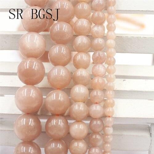 Free Shipping BGSJ 4 6 8 10 12mm 3A Grade Pure Sun Stone Gemstone Natural Round Stone Jewelry diy Beads Strand 15"