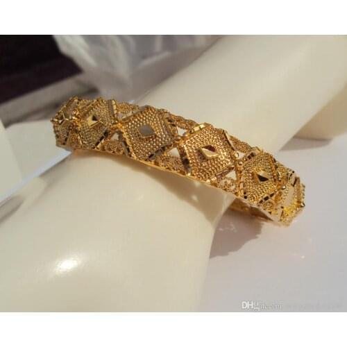 CARVE 22K 23K 24K THAI BAHT YELLOW FINE GOLD GP JEWELRY WIDER HEAVY BANGLE BRACELET BA20