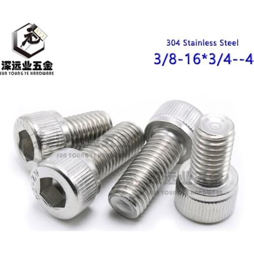 DIN912 3/8-16 American Thread Hexagon Socket Head Cap Bolts-Knurled Head ISO4762 Stainless Steel 304 Inner Hex Socket Bolts