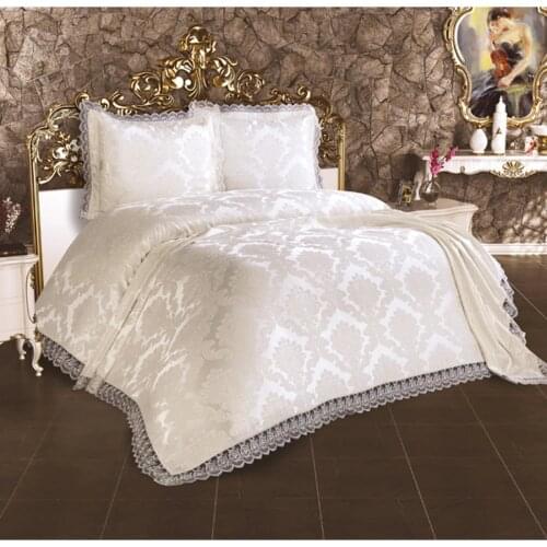 French Lace Guipure Double Bedspread Set-3PCS-Lacy Pillowcases+Bed Cover- Quality Bed Sheet--Bed Lining-250*240cm-LALEZAR
