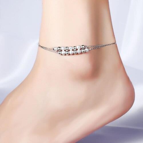 TJP Hot Frosted Balls Silver 925 Bracelets For Women Party Jewelry Fashion Girl Silver Anklets Accessories Lady Lovers Gift