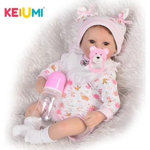 Collection KEIUMI Reborn Baby Doll Soft Silicone 17 Inch Reborn Dolls Girls Toys For Cute Children Playmates Christmas Gifts