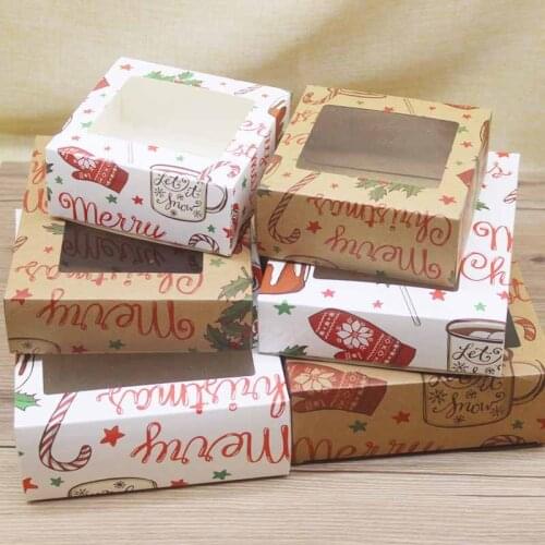 22*16*6cm 10pc big size Diy Christmas gifts box paper packing box kraft white large candy faovrs package box with window