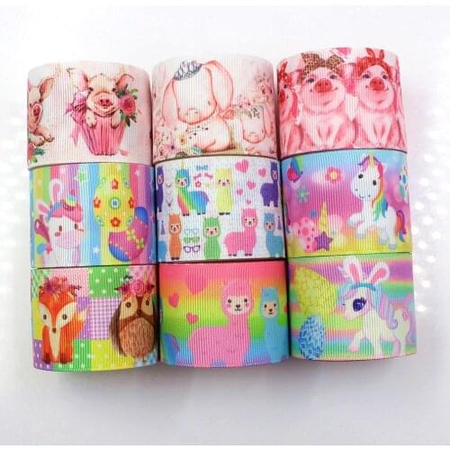 1-1/2‘’ ,10yards Cartoon Cute Animal Printed Grosgrain Ribbons,Bow Cap Accessories and Decorations,I-19221-420