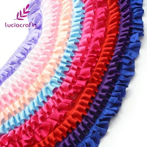 Lucia crafts 5y/8y 37mm Multi color Lace Fabric Trim Ribbons DIY Sewing Handmade Garment headdress Craft Materials U0104