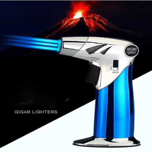 Metal Windproof Spray Gun Outdoor Barbecue Blue Flame Gas Lighter High Temperature Welding Torch Lighter Cigar Butane Lighters
