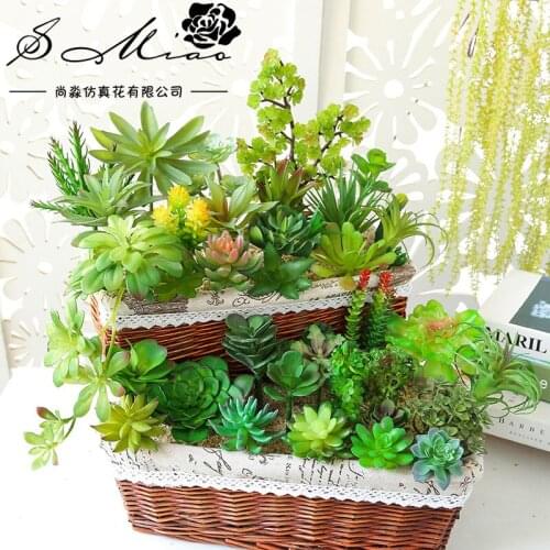 Mini Simulation Succulents Artificial Flowers DIY Ornaments Artificial Succulents Plants Garden Decoration No Flowerpot 001