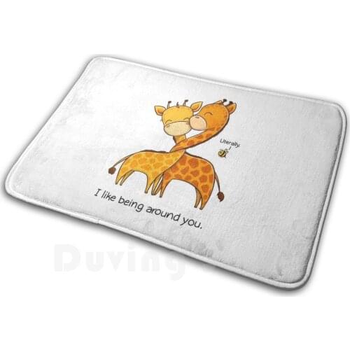 I Like Being Around You Mat Rug Carpet Anti-Slip Floor Mats Bedroom Giraffe Giraffes Bee Bees Bumblee Pun Funny Animals Cute