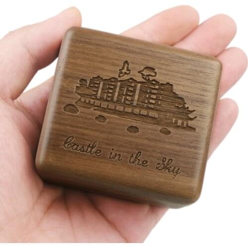 Sinzyo Handmade Wooden Castle in the Sky Music Box Wood Carved Mechanism Musical Box Gift For Christmas Valentines day