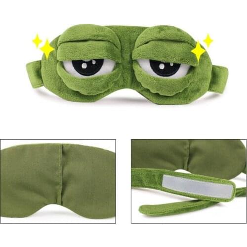 Soft Plush Sleeping Mask Funny Sad Frog Eye Sleep Mask Padded Eyeshade Cover Travel Rest Eye Mask Gifts Kid Adult Eye Patch