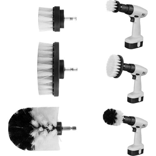 3Pcs White Drill Brush Kit Grout Power Scrubber Cleaning Brush Tub Cleaner Combo Tool Kit Bathroom Surface Cordless Drills