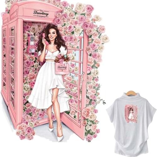 Calling Woman Stickers On Clothes Flower Transfers Print On T-Shirt Clothes Decoration Washable Diy Accessories Patch