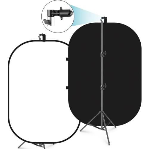 Neewer 5'x6.5' Chromakey Black & White 2-in-1 Double-Sided Collapsible Backdrop with Support Stand, for Photo and Video Shooting
