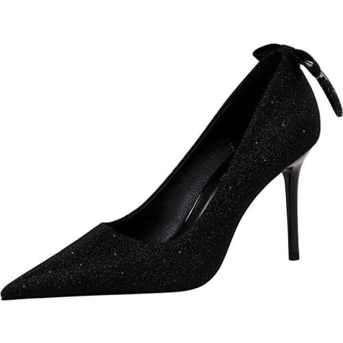 New Fashion Elegant Pointed Toe Heels Women Pumps High Quality Ladies Black Dress Shoes For Wedding Party