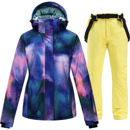 New Winter Ski Suit Women Thick Warm Waterproof Windproof Skiing and Snowboarding Jacket Pants Set Female Snow Costumes Ski Coat