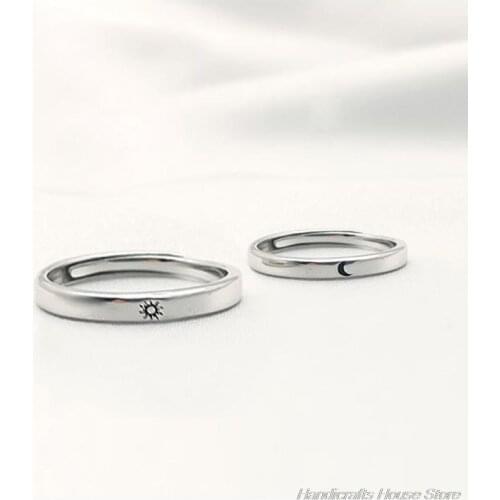 2Pcs Sun and Moon Lover Couple Rings Set Promise Wedding Bands for Him and Her F06 21 Dropshipping