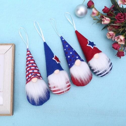 Patriotic Gnome Faceless Doll Mini Dwarf Plush Doll Cartoon Plush Stuffed Toy American Independence Day Holiday Decoration Gifts
