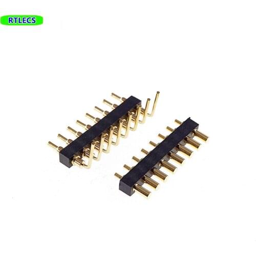 10 pcs Spring Loaded Pogo Pin 8 Position 2.54 mm Pitch Male Pin Right Angle 10.5mm Height Female 5.8 Straight Throug Holes