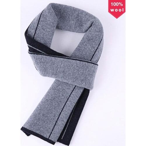 Casual mens home warm 100% wool scarf thick street style business gift banquet winter wool scarf