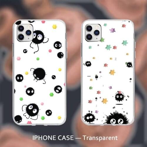 Ghibli Spirited Away Soot Totoro Phone Case Transparent for iPhone 6 7 8 11 12 s mini pro X XS XR MAX Plus cover funda shell