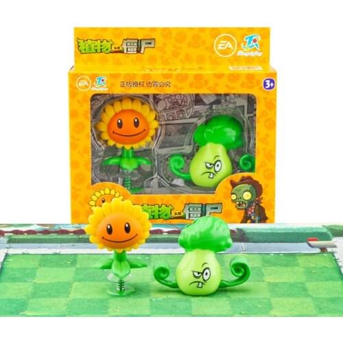 2pcs/lot Plants vs Zombie Figure Toys SunFlower Bonk Choy Ejection Game Toy Gift for Kids No Box