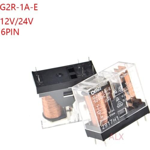2PCS G2R-1A-E-12VDC G2R-1A-E-24VDC POWER relay 12VDC 16A 250VAC 6pin G2R G2R-1A-E DC 12V 24V DC12V DC24V realys
