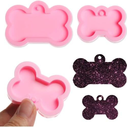 S/M New Silicone Bone Shape Pendant Resin Mold Dog Tag Keychain Resin Casting Mould DIY Handmade Crafts Tools