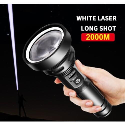 2000M Super Long Distance LED Flashlight with Large Convex Lens Waterproof Aluminum Alloy Portable Spotlights for Camp Hiking