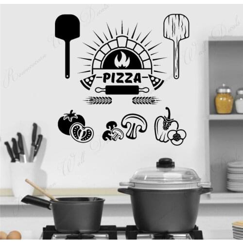 Vinyl Wall Decal Pizza Italian Restaurant Cooking Kitchen Wall Stickers Mural Removable Self Adhesive Murals Wallpaper 4412