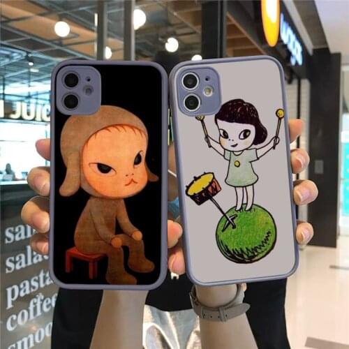 YNDFCNB cartoon Yoshitomo Nara Phone Case Matte Transparent for iPhone 7 8 11 12 s mini pro X XS XR MAX Plus cover funda