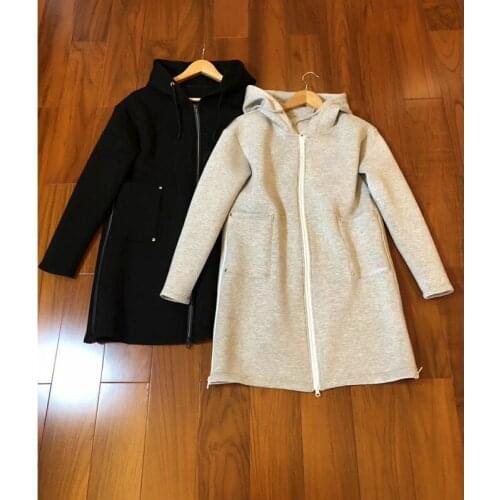 2021 New Hooded 10.16 Jacket Coat Women Fashion Casual Pocket Side Slit Zipper Long Outerwear