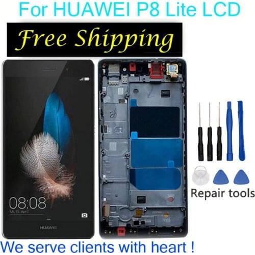 For HUAWEI P8 Lite ALE-L21 P8 LITE L04 LCD with frame for HUAWEI P8 Lite LCD Display touch screen digitizer Assembly replacement