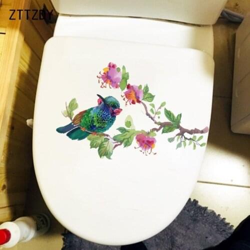 ZTTZDY 26×18.1CM Bird On Flower Branch Funny Toilet Stickers Classic Home Bedroom Wall Decoration T2-1242
