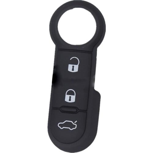 2PCS Black Rubber Fob Key Remote 3 Button Rubber Button Pad For Fiat 500 Panda Abarth Punto 3 Button Remote Car Key Pad 4.7