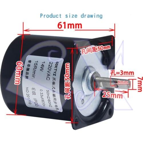 1PCS Freeshipping Low speed micro AC220V 60KTYZ 14w permanent magnet synchronous motor deceleration motor