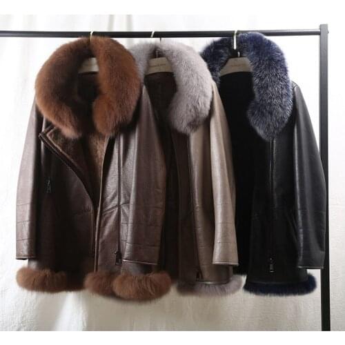 2020 Women Real Merino Sheep Fur Genuine Leather Double-faced Fur Coat Winter Jacket Women Moto Biker Thick Warm Natural Luxury