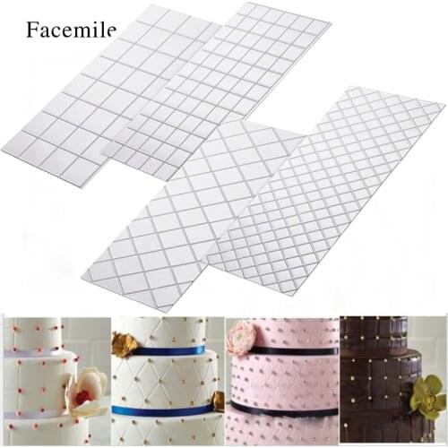 4pcs lattice pattern cake rim mold 4 piece set of cake decoration tools, rattan pattern plastic texture fondant printing mold