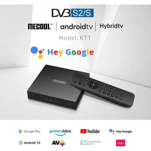 5pcs 4K Satellite Decoder MECOOL KT1 TV Receiver Amlogic S905X4 Netflixs Android TV 10 DVB-S2 Dolby Google Italy Spanish TV BOX