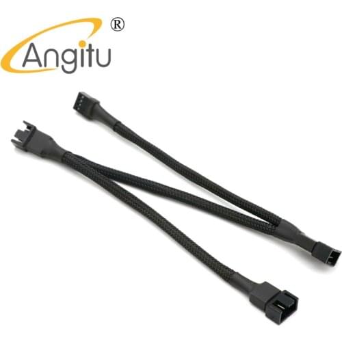 Angitu PWM 4Pin Fan 3 Way Black Sleeved Power Cable