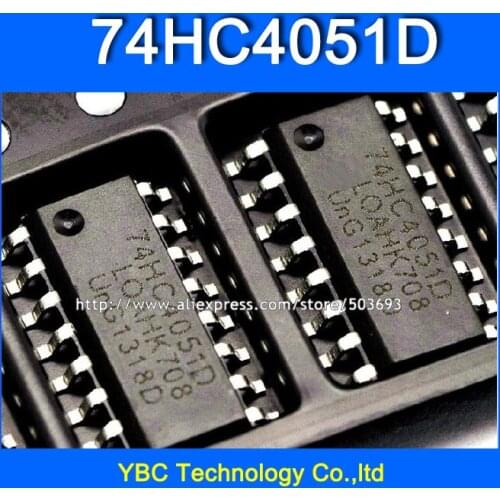 Free Shipping 100pcs/lot SMD 74HC4051D 74HC4051 Analog Multiplexer / Demultiplexer SOP-16 Logic IC 74 Series